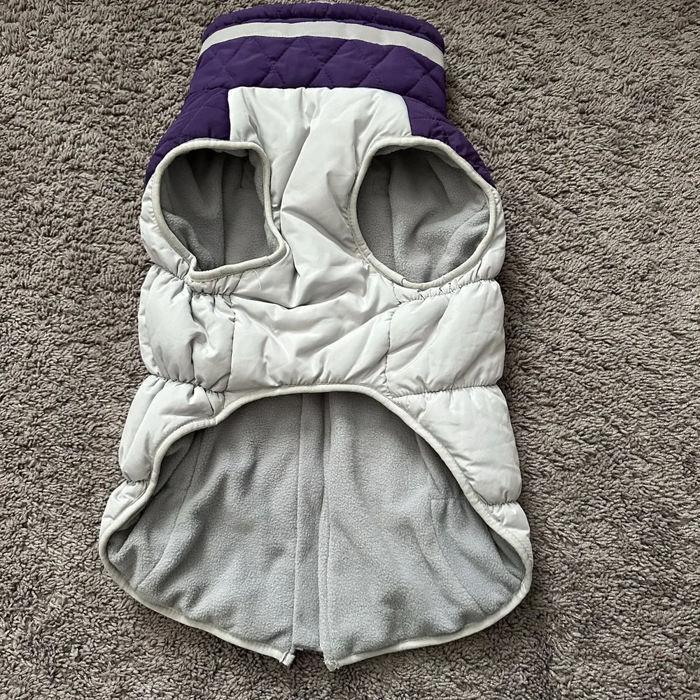 Ouobob Dog Puffer Purple Gray Comfortable Waterproof‎ Winter Jacket Size XL